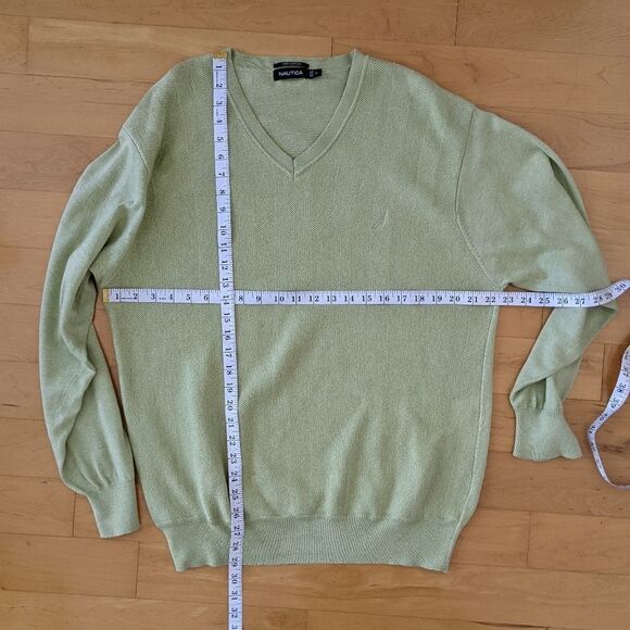 NAUTICA cotton v neck sweater lime color size XL @M - Picture 8 of 10